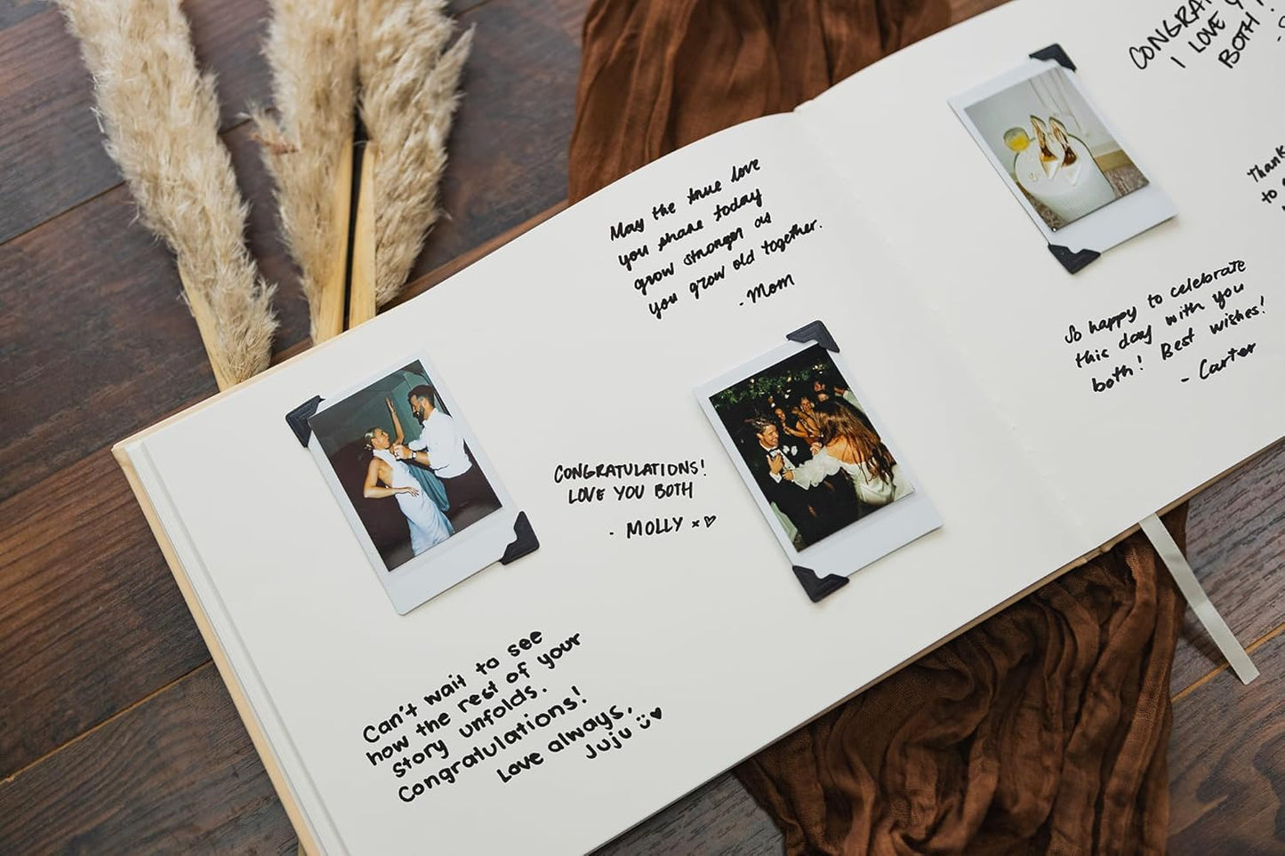 Personalized Guest Book - 11.5" x 8.5" Custom Bride & Groom Names with Bookmark and Hard Cover 140 GSM Blank Pages, for Weddings Guest Book, Engagements, Birthdays, Special Events, Butter