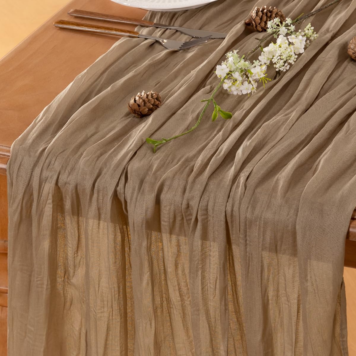 Nude Table Runner Cheesecloth Table Runner 14FT Farmhouse Table Runners 160 Inches Fall Table Decor Dining Room Centerpiece Wedding Boho Baby Shower Birthday