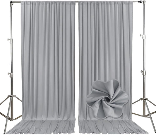 10ft x 10ft Dark Grey Backdrop Curtains for Parties, Fabric Satin Background Curtain with Rod Pockets for Weddings, Birthday, Baby Shower, Photography, Graduation Party Backdrop Drapes, 2 Panels