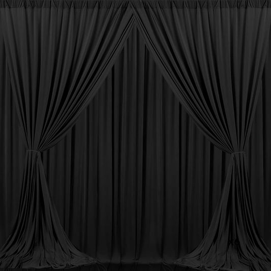 MEETSKY 4 Panels Black Backdrop Curtain for Party Wedding Ceremony 20ftx 10ft Photo Curtains Backdrop Drapes Fabric Backdrop Curtain Rod Pocket Decoration Birthday Party for Boys Men, 5ft x 10ft