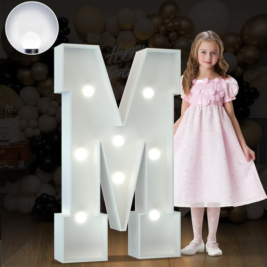 Marquee Letters 3 Feet Tall Large Light Up Letters Baby Shower Decorations Wedding Engagement Proposal White Party Decorations Marry Me Mr and Mrs Sign Big Cardboard Backdrop M
