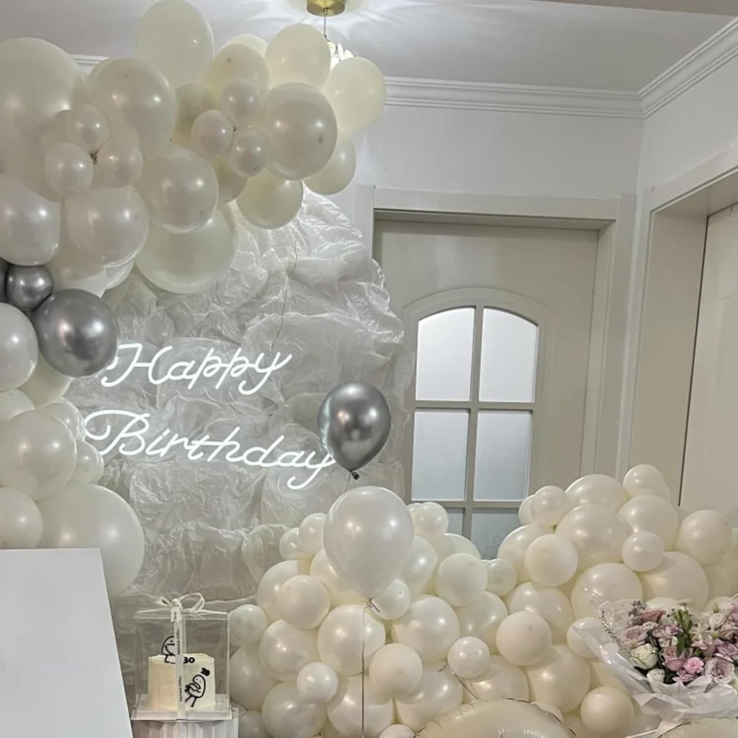 90pack Ivory Balloons Different Size 18/12/10/5 Inch Ivory White Balloon Garland Arch Kit for Graduation, Wedding, Birthday, Princess Theme, Baby Shower, Anniversary Party Decorations