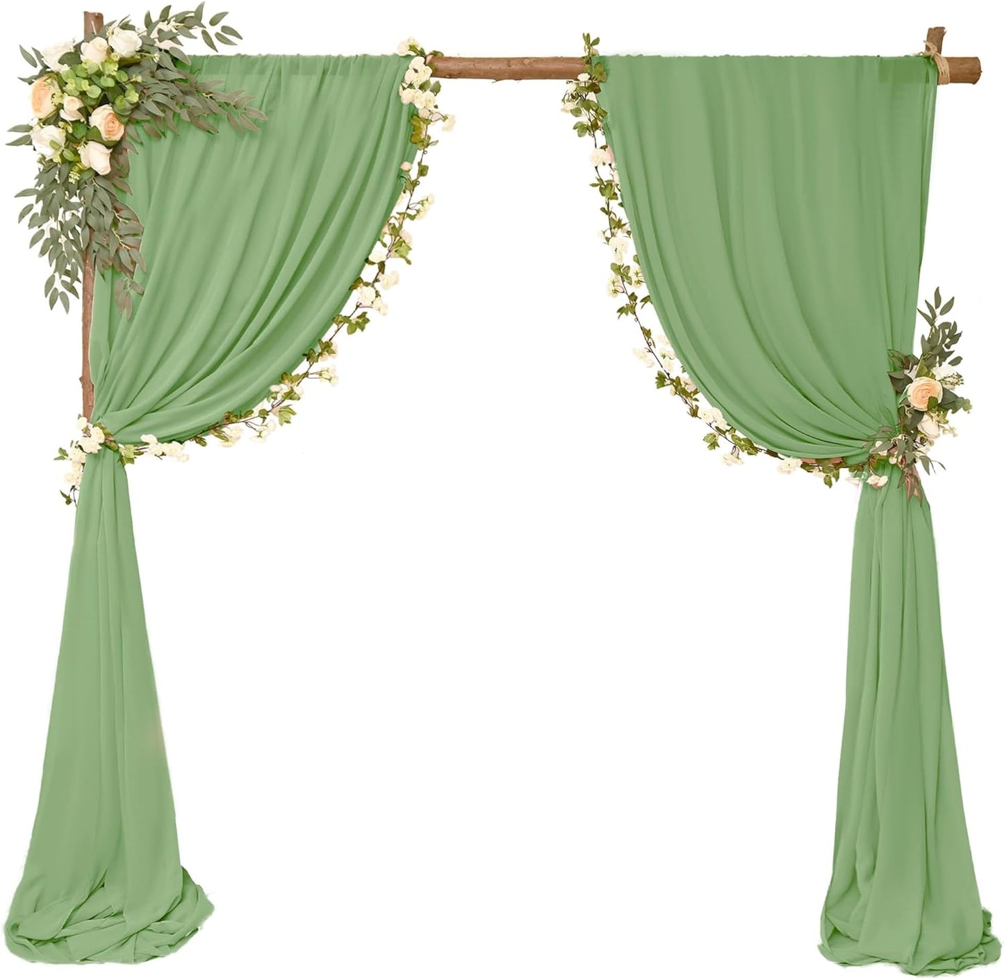 6 Panels Sage Green Wedding Arch Drapery 28" x 20Ft Wedding Arch Draping Fabric Chiffon Fabric Drape Backdrop Curtain for Weddings Party Swag Ceremony Birthday Arbor Drapery Reception Ceiling Décor