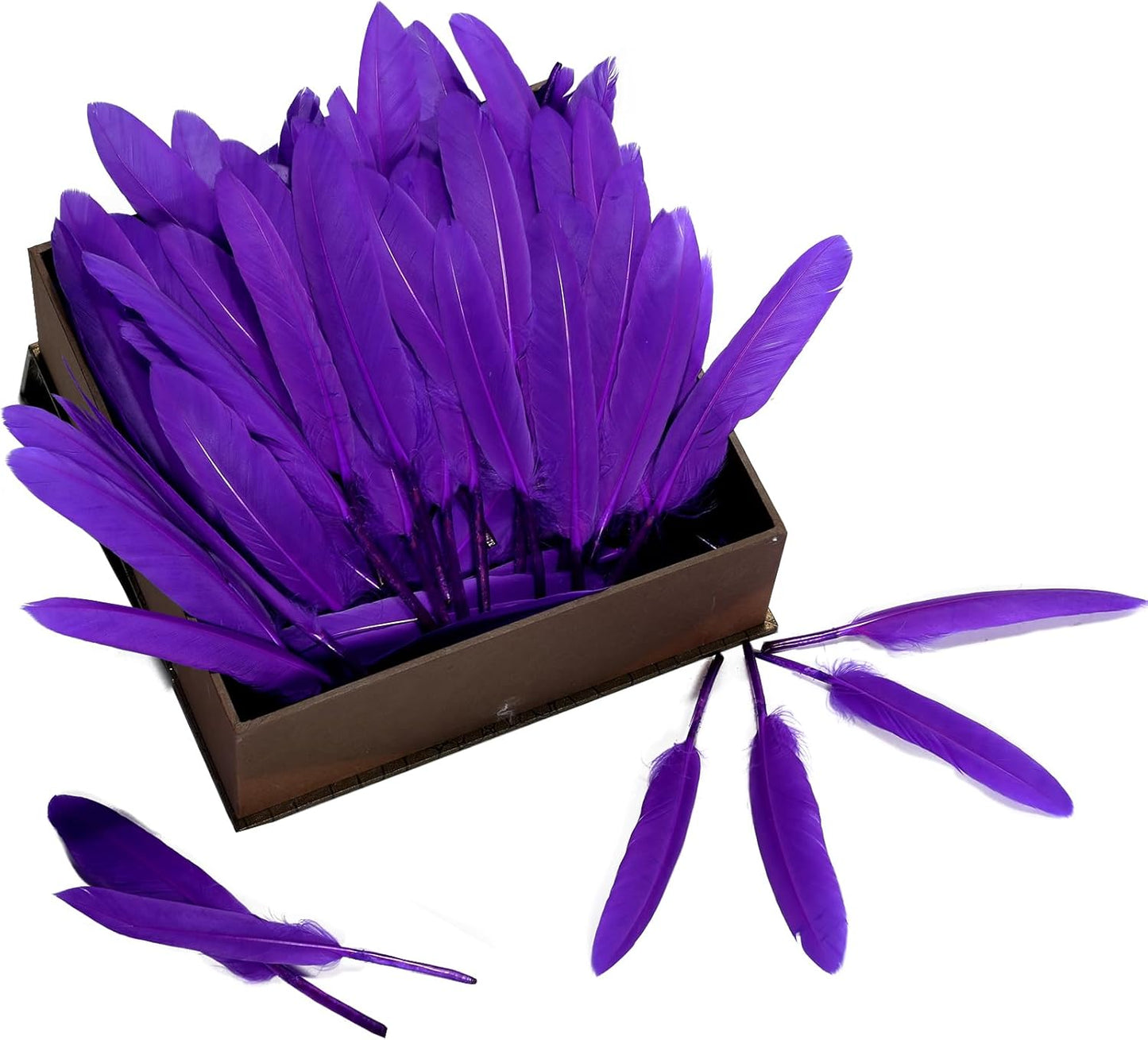 FeelfunFeather 120pcs Purple Goose Cochettes Feather Natural Bulk 4-6 inch 10-15cm for Wedding Party Christmas Halloween Decorations DIY Crafts Goose Cochettes Feather