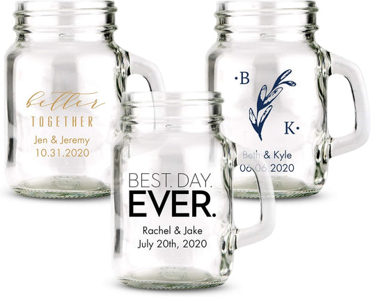 WEDDINGSTAR Personalized 4oz Mini Mason Jar Shot Glass Customizable Full Color Print - 168 pack