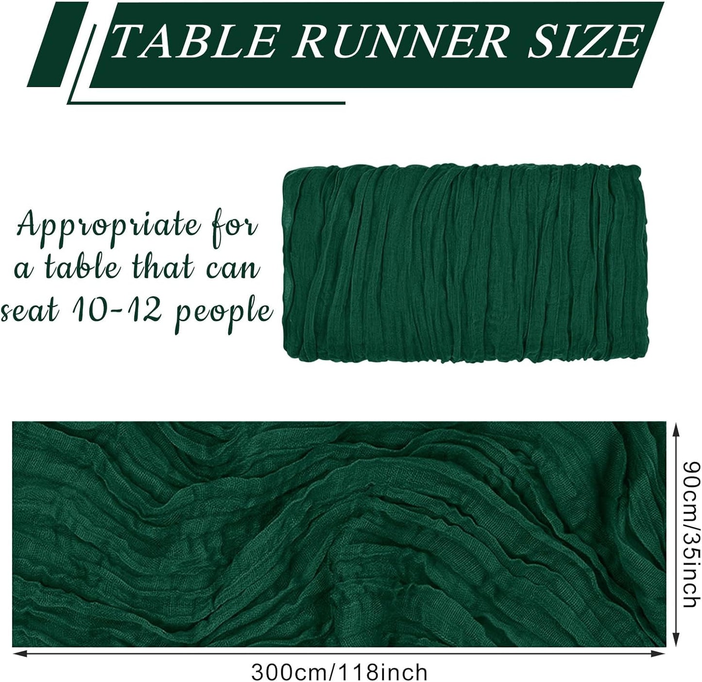 6 Pack Cheesecloth Table Runner 10Ft Christmas Gauze Boho Table Runners for Wedding Decor Bridal Shower Decorations Baby Shower Party(35" x 120")