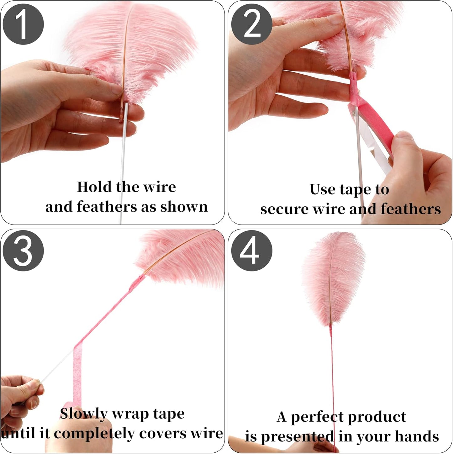 Holmgren Pink Craft Ostrich Feathers - 20pcs Making Kit 22 Inch Ostrich Feathers for Vase, Floral Arrangement, Wedding Party Centerpieces Home Decorations (Lotus Pink)