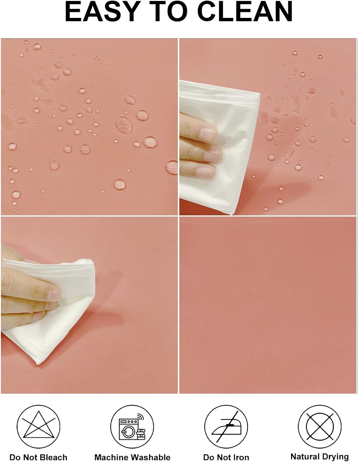 Fokitut 2 Pack Waterproof Rectangle Tablecloth, 90x132 Inch,Stain Resistant and Wrinkle Polyester Table Cloth, Fabric Table Cover for Kitchen Dining, Wedding, Party, Holiday Dinner-Dusty Pink