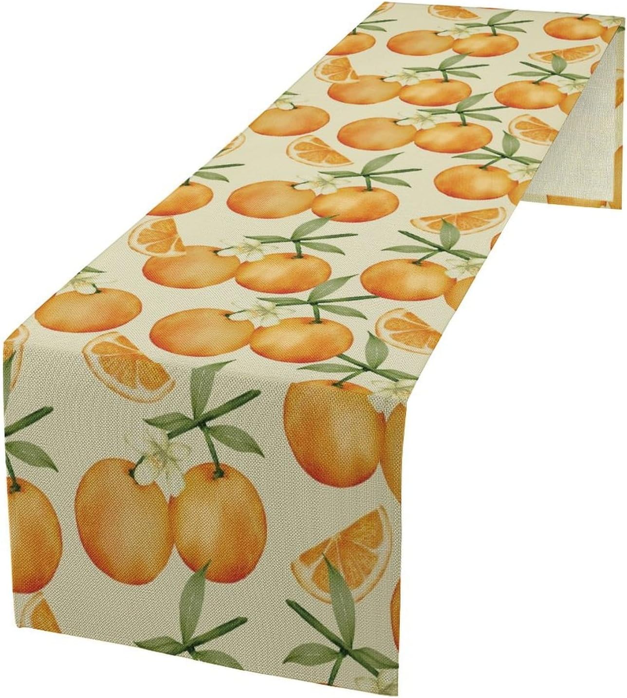 Spring Summer Orange Citrus Table Runner Watercolor Sweet Fruit Botanical Print Dinner Runner for Farmhouse Baby Shower Party Holiday Home Kitchen Dining Table Decor 13x90