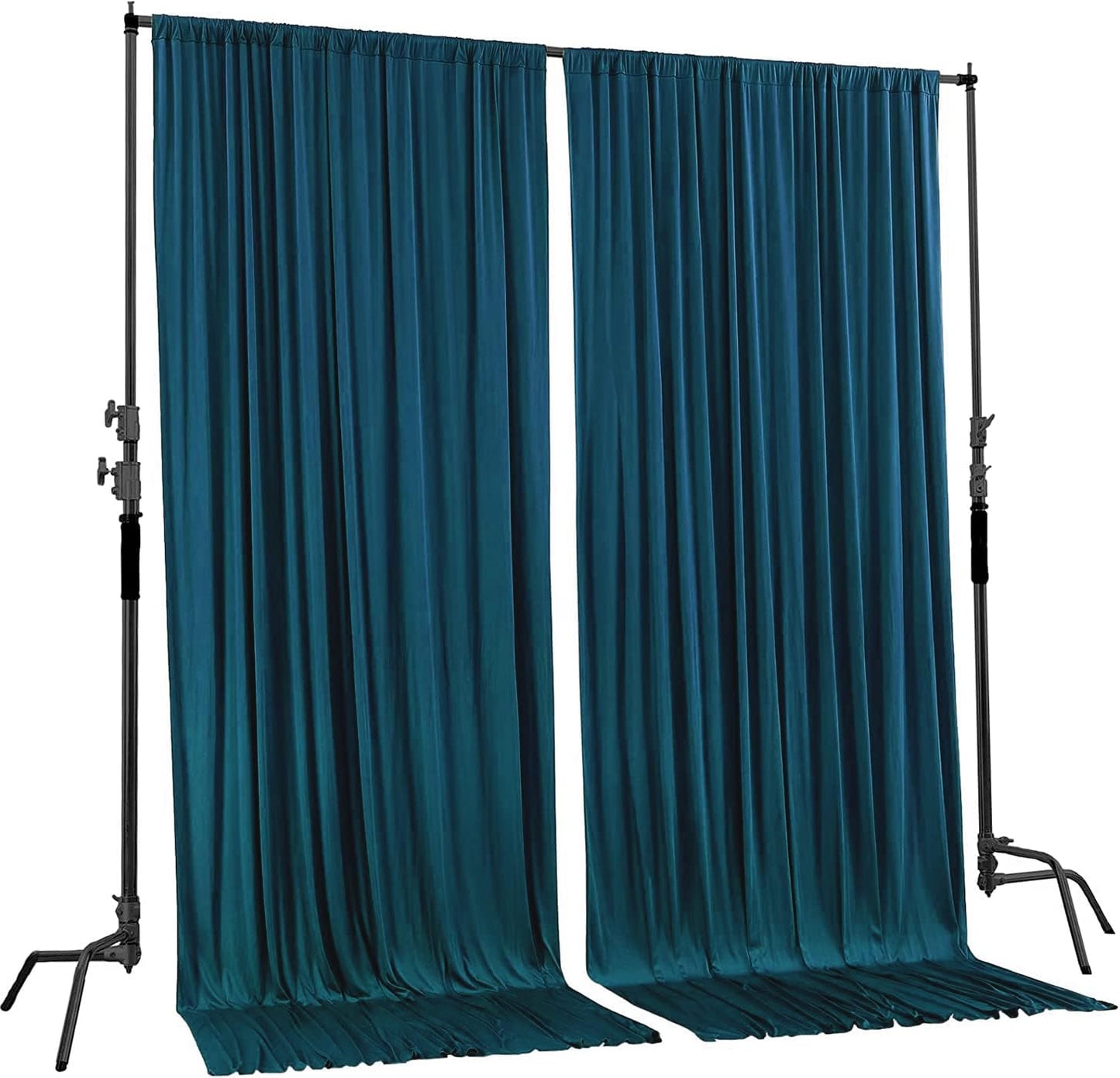 AK TRADING CO. 10 feet x 8 feet IFR Polyester Backdrop Drapes Curtains Panels with Rod Pockets - Wedding Ceremony Party Home Window Decorations - Dark Teal
