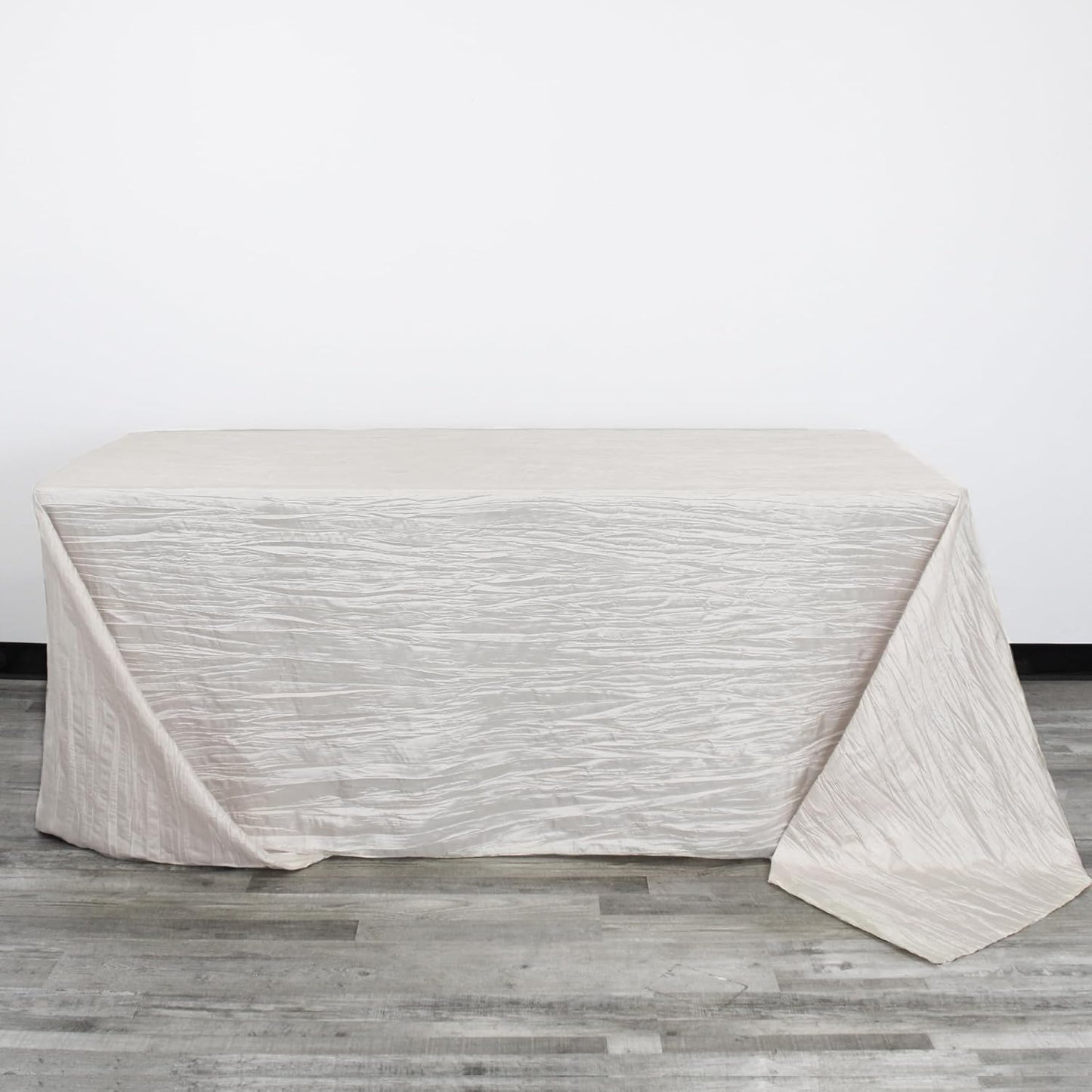 YOUR CHAIR COVERS - 90 x 156 inch Rectangular Crinkle Taffeta Tablecloth - Ivory