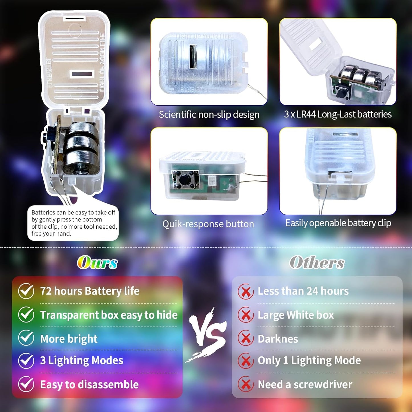 ZGWJ 24 Pack Fairy Lights Battery Operated, 7ft 20 Mini LED Fairy String Lights Silver Wire 3 Modes for DIY, Parties, Wedding, Bedroom, Halloween Christmas Decoration Multicolor