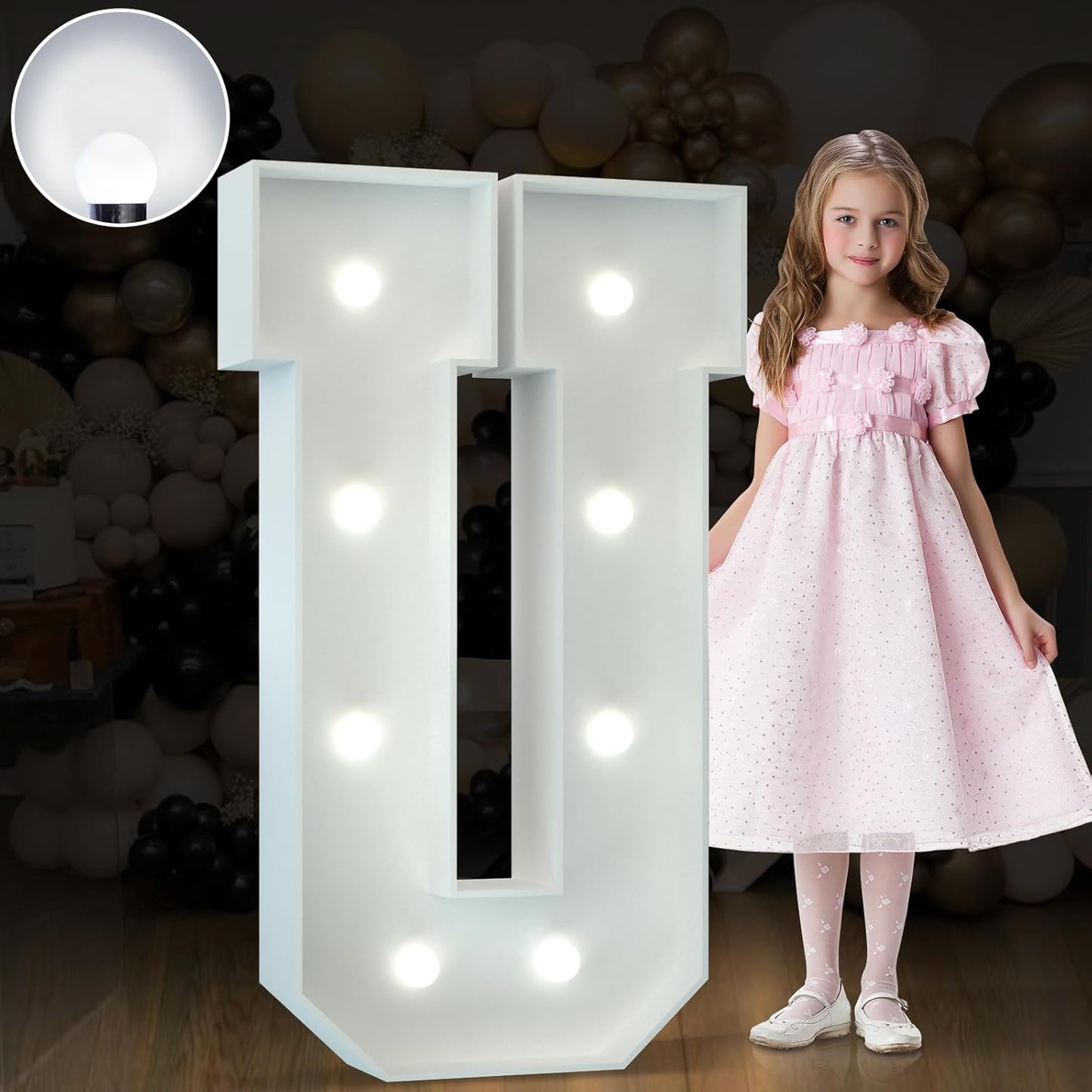 Marquee Letters 3 Feet Tall Large Light Up Letters Baby Shower Decorations Wedding Engagement Proposal White Party Decorations Marry Me Sign Big Cardboard Backdrop U