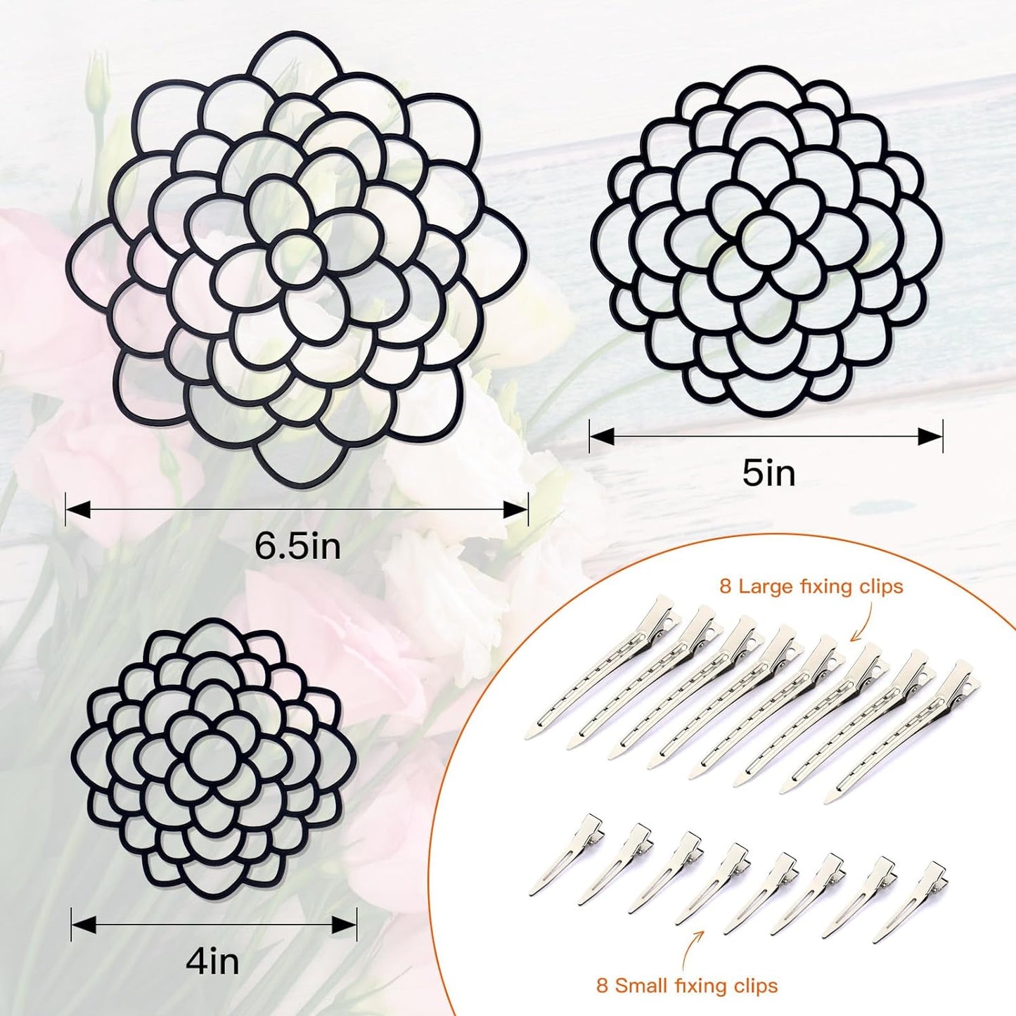 3 Pcs Modern Flower Frog Metal Flower Arrangement Holder Floral Grid Used for Vase Flower Arrangement Art Convenient Stem Holder for Flowers Flower Frog Organizer Metal Lid for Vase (Black)