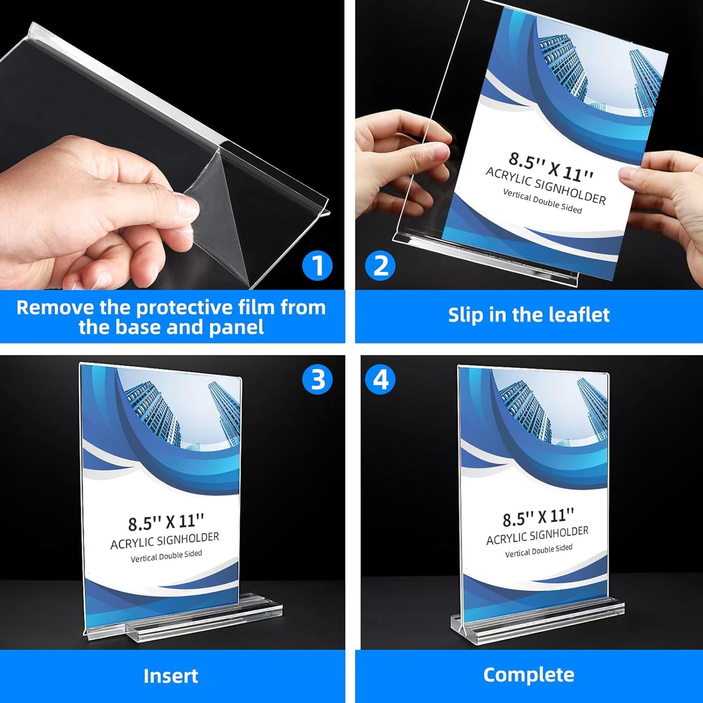 10 Pack Acrylic Sign Holder 8.5 x 11, Double-Sided Clear Sign Holder Plastic Stands for Display, T Shape Acrylic Table Sign Stands for Office Store Restaurants Wedding Party Decoration