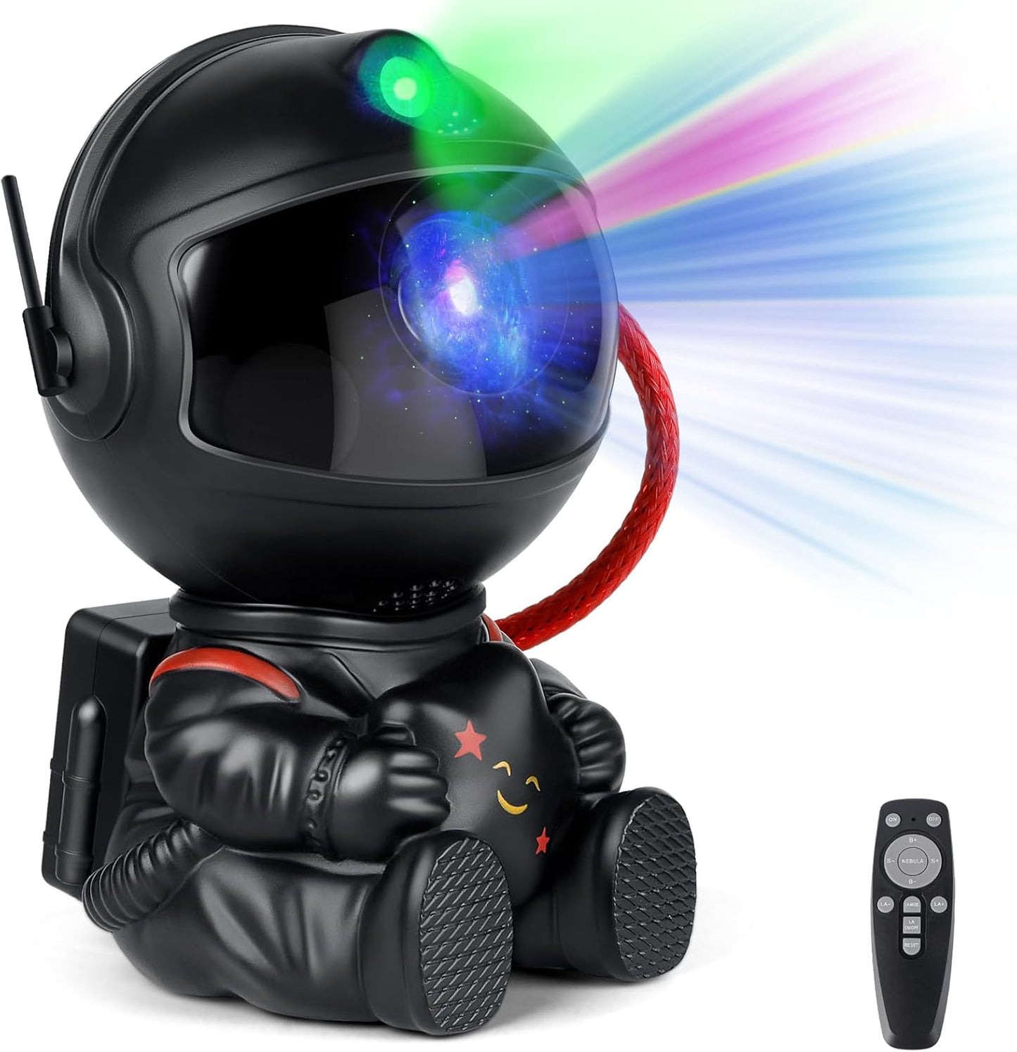 Astronaut Galaxy Projector Lamp – Black Astronaut Holding Star, Starry Sky Night Light for Bedroom Decor, Space Nebula Star Projector Gift