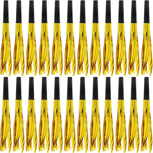 Lovecheer 24/60PCS Glitter Noise Makers Metallic Fringed Party Blowers for Adults Birthday Wedding Graduation 2025 New Years Musical Blowouts