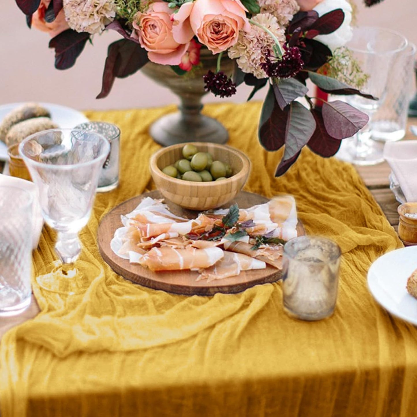 6 Pack Cheesecloth Table Runner 10Ft Christmas Gauze Boho Table Runners for Wedding Decor Bridal Shower Decorations Baby Shower Party(35" x 120")