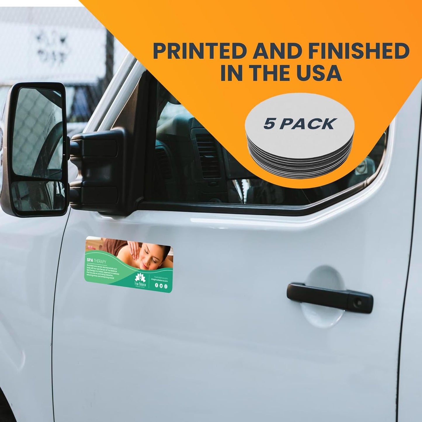 Magnet Me Up Custom 8x3 Inch Rectangle Magnet, 5 Pack, Customizable for Businesses, Personal Use, Choose Your Text, Upload Image, Magnetic Vinyl for Car and Any Magnetic Surface, Crafted in USA