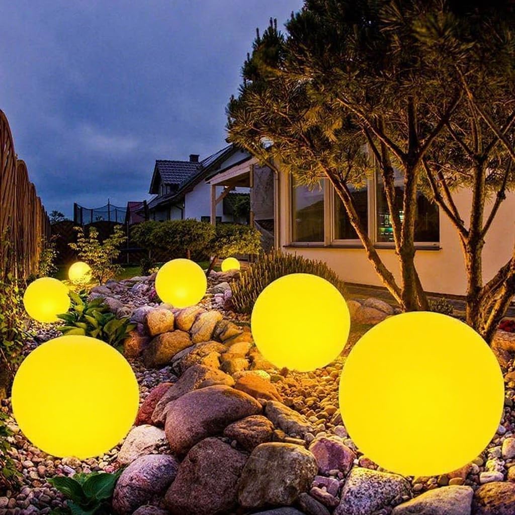 50CM/20-inch Large LED Globe Orb Light, Rechargeable LED Ball Light, Dimmable 16 RGB Colors Globe Floor Lamp w/Remote, Indoor/Outdoor Waterproof Glowing Orb Mood Lamp for Home Garden Patio Party