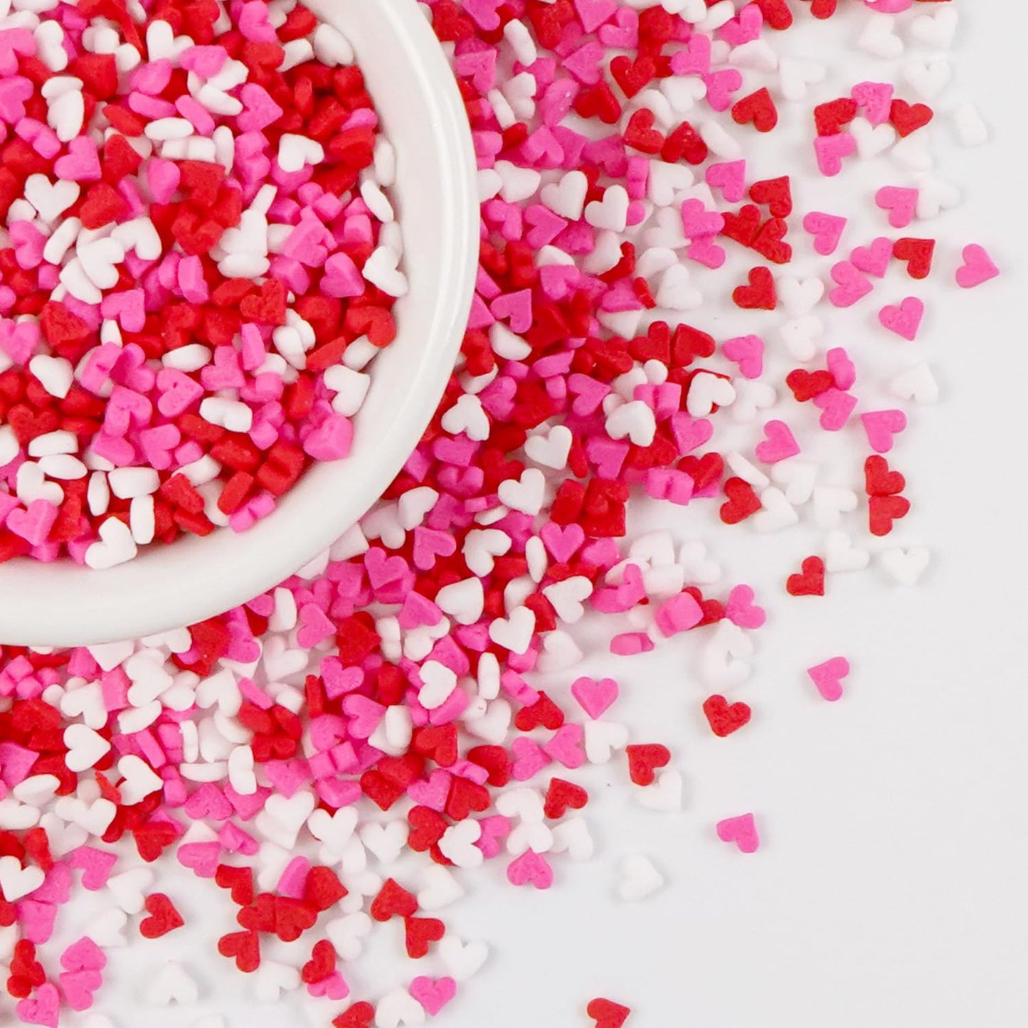 Sweet Mini Heart Sprinkles Sugar, Valentines Love Sprinkles for Cupcake Decorating, 150g/5.29oz Mix Edible White Pink and Red Candy, Cookie, Ice Cream, Mother's Day, Wedding Party Supplies