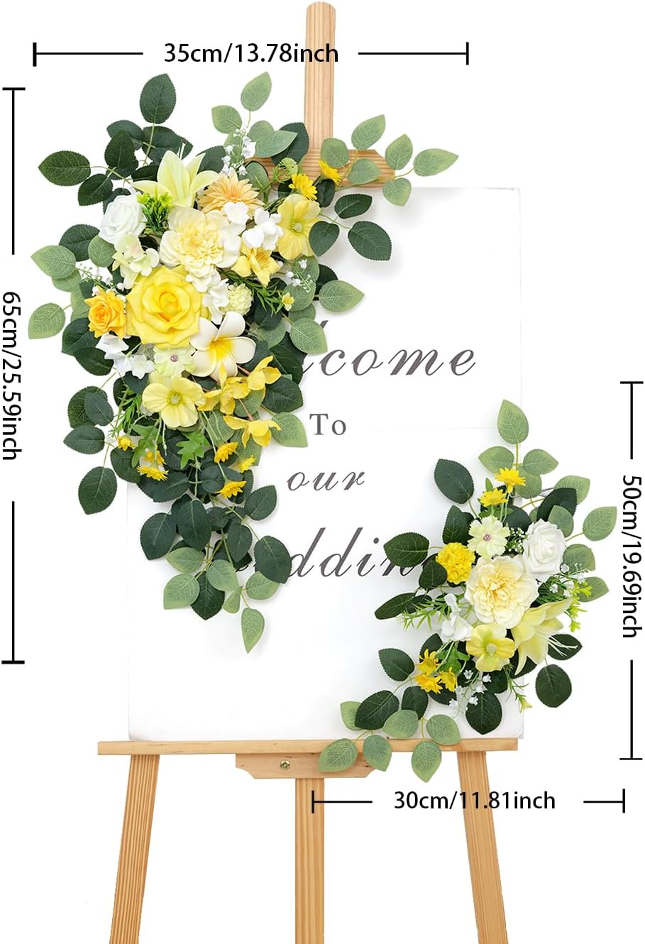 Pack of 2 Faux Flowers,Wedding Arch Flowers,Wisteria Hanging Flowers,Flower Garland Be Suited to Aisle Decorations for Wedding Ceremony(New Yellow)
