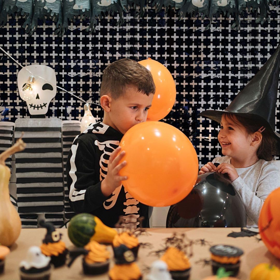 Square Tinsel Curtain Party Backdrop - 5pcs Glitter Foil Fringe Curtain Party Decor Black Photo Booth Backdrop Streamers for Halloween, Christmas, Birthday, Graduation, Wedding Party Decorations