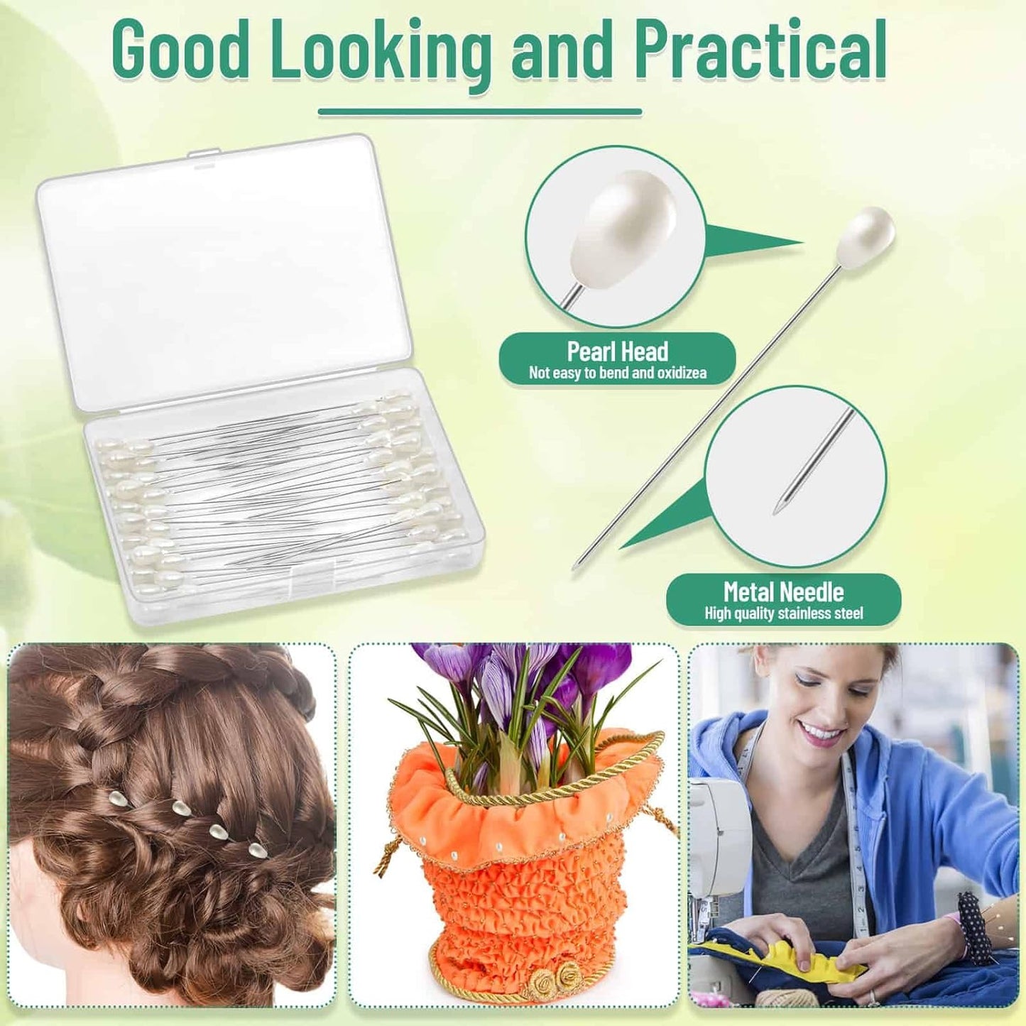 PAXCOO Floral Tape and Wire, Florist Tape and Flower Wire Arrangement Kit with White Ribbon, Boutonniere Pin, Wire Cutter for Bouquets, Crafts, Wreath Making (Dark Green)