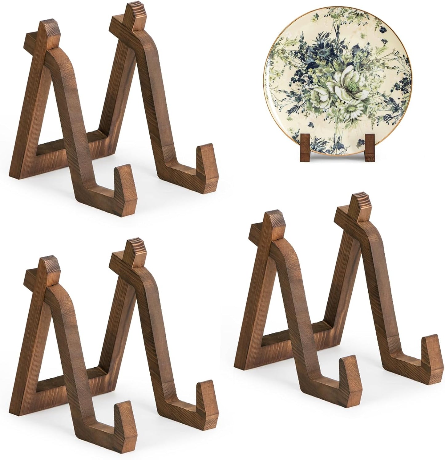 Plate Display Stand, 3 Pack 8 Inch Plate Holder for Displaying, Decorative Picture Frame Dish Photo Plaque Platter Wood Stand
