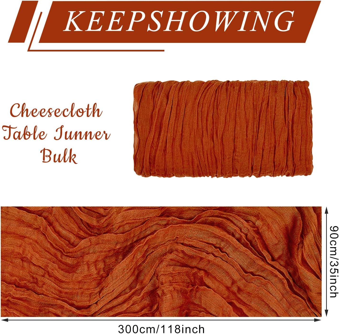 12 Pack Cheesecloth Table Runner, Runner Gauze Boho Wedding Decor Romantic Table Runner for Wedding Birthday Party(35" x 118") (Terracotta)