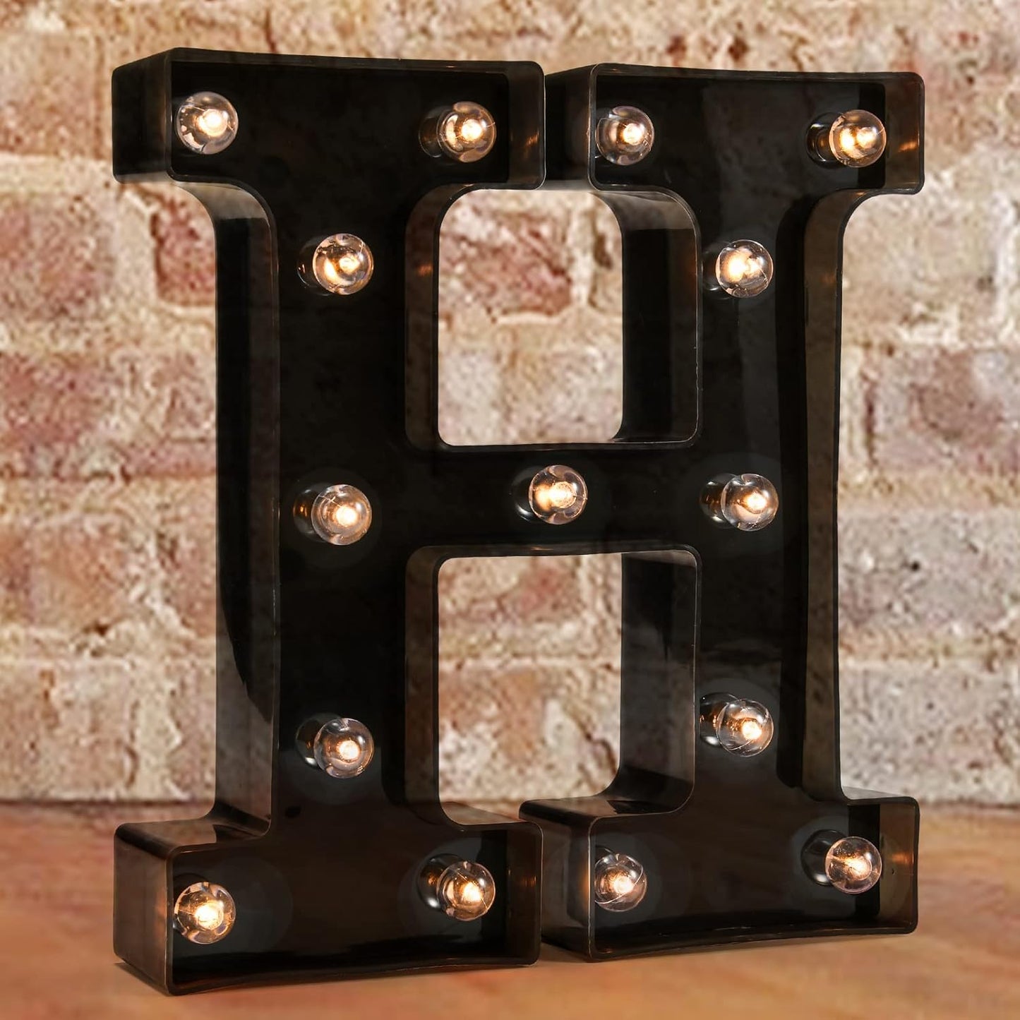Decorative LED Illuminated Letter Marquee Sign - Alphabet Marquee Letters with Lights For Wedding Birthday Party Christmas Night Light Lamp Home Bar Decoration H, Black