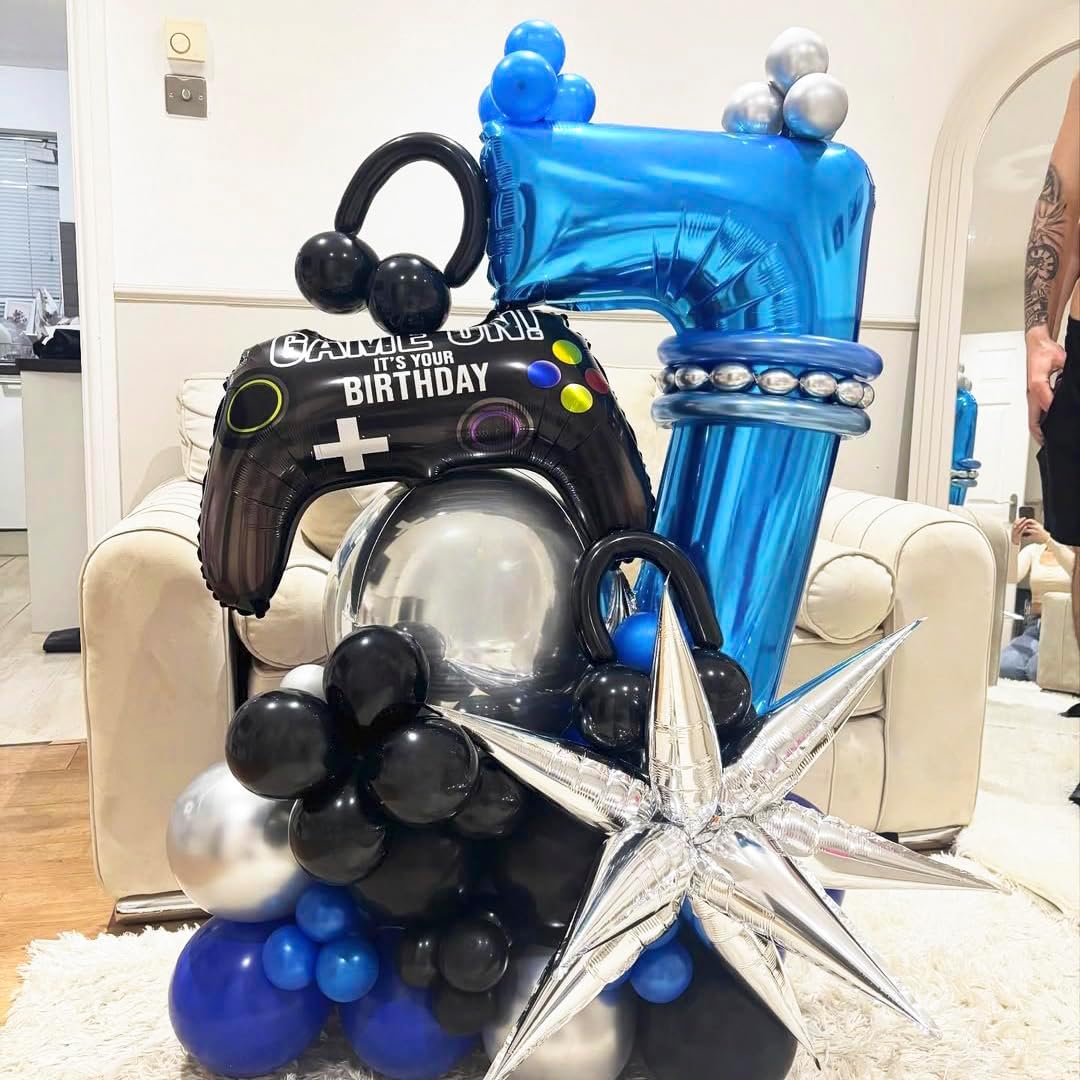 Blue 0 Balloon Number,40 Inch Number 0 Balloon Big Blue 0 Foil Mylar Helium Balloon for Birthday Party Decorations