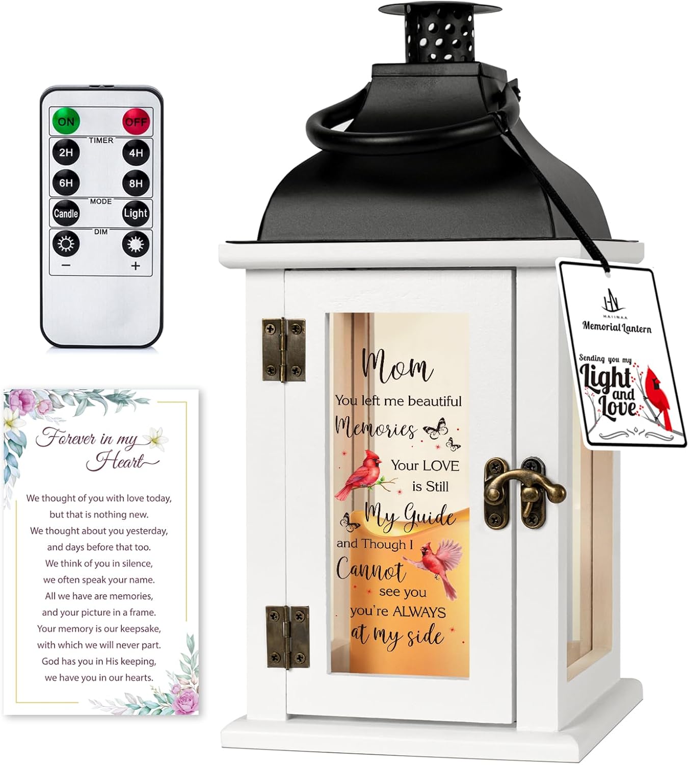 Memorial Lantern - Bereavement Sympathy Gifts for Loss of Loved One Memorial Gifts for Loss of Mother Remembrance Gifts Thoughtful Funeral Gifts for Loss of Mom with LED Candle and Remote
