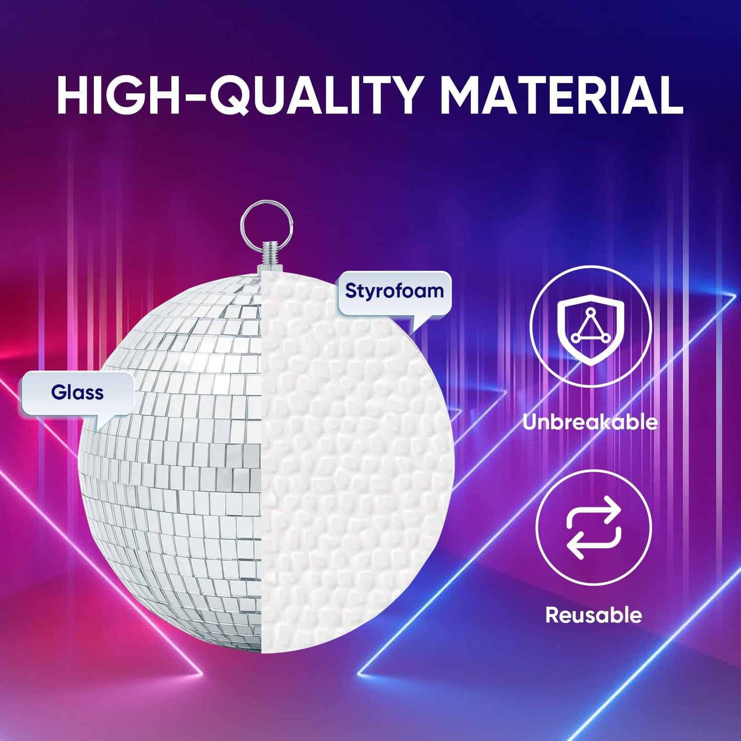 Mirror Disco Ball Decor with Hanging Ring 8" Large Silver Disco Ball Ornament for Disco Party Decorations,70s Theme Party, DJ, Wedding, Birthday,Christmas