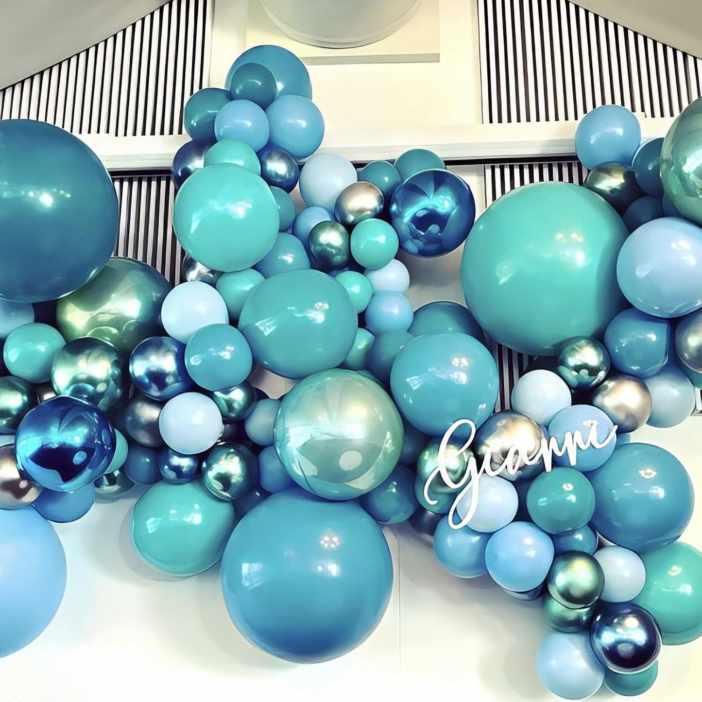 Teal Blue Balloons, Turquoise Balloons Macaron Teal Blue Balloon, Peacock Blue Retro Sea Blue Metallic Gold Balloon for Birthday Baby Shower Wedding Summer Beach Party Decoration