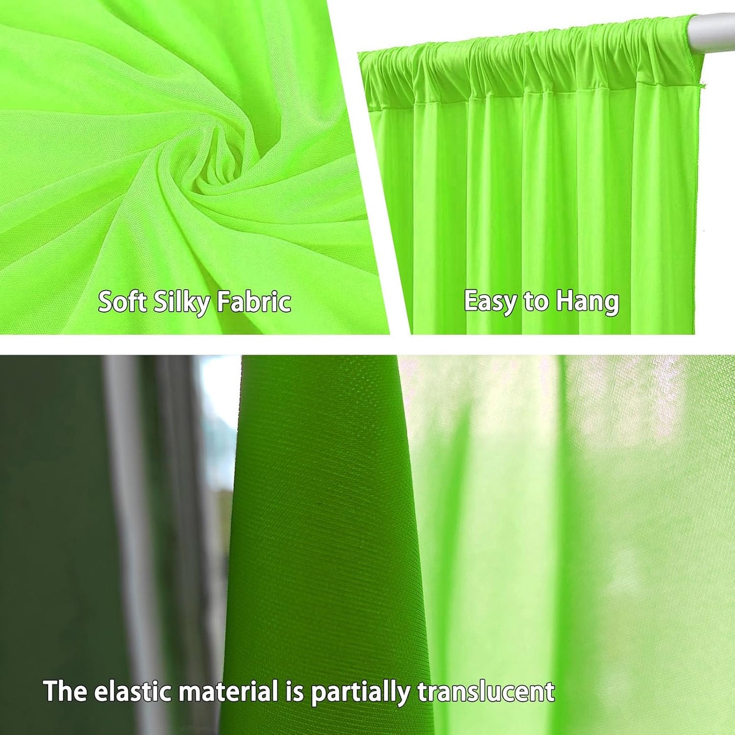 10 x 10 Feet Light Green Backdrop Curtain for Partie, Background Curtains for Photoshoot, Birthday, Wedding, Halloween, Thanksgiving, Christmas Day, New Year Party Decorations 5Ft x 10Ft, 2 Panels