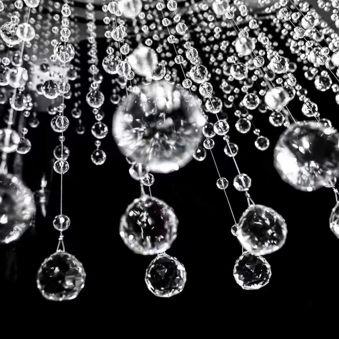 Clear Crystal Beads Strands Glass Beads String Hanging Decor for Wedding Arch Centerpieces Curtain Chandelier Ornaments Door Ceiling Beaded Drapes Decoration Accessories(2 Feet 5pcs)
