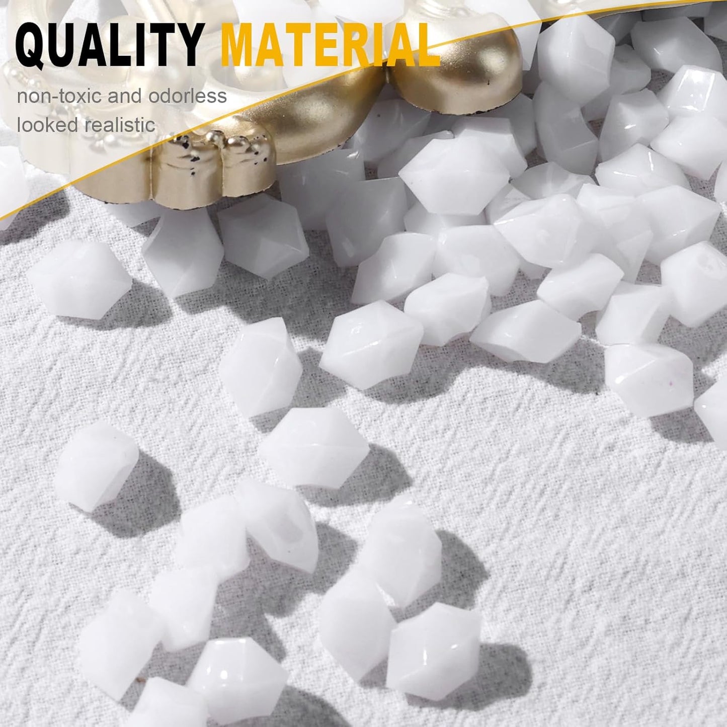 DomeStar 150PCS Fake Ice, White Acrylic Fake Diamonds Vase Filler Plastic Gems Crushed Ice Rocks for Home Table Decorations