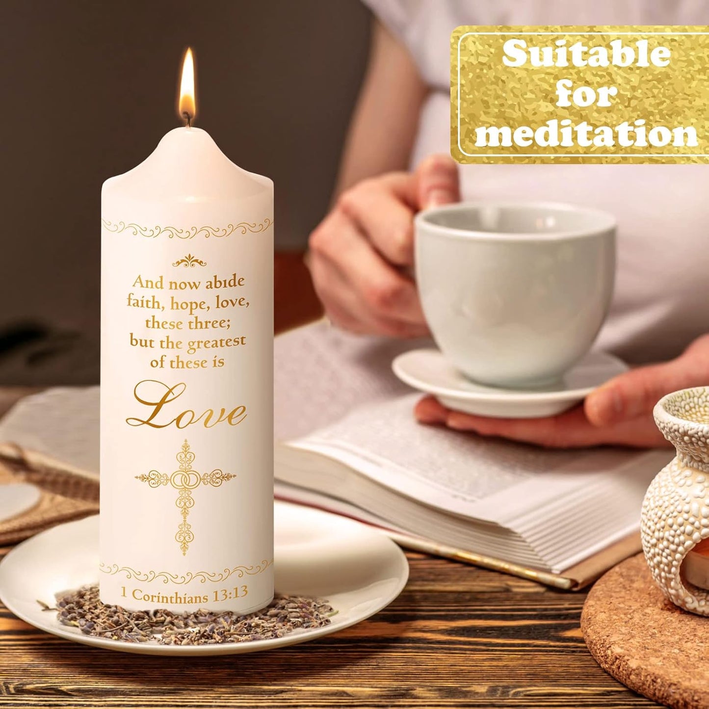 Frienda Unity Candles for Wedding Ceremony Set Wedding Unity Taper Candles Catholic Religious Ceremony Accessories(Charming Style)