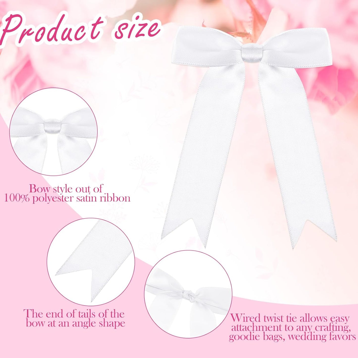 Riceshoot 24 Pcs Satin Ribbon Bow 3.5x5 Inch Twist Tie Bows for Gift Balloon Bag Cake Craft DIY Wedding Birthday Party Decor