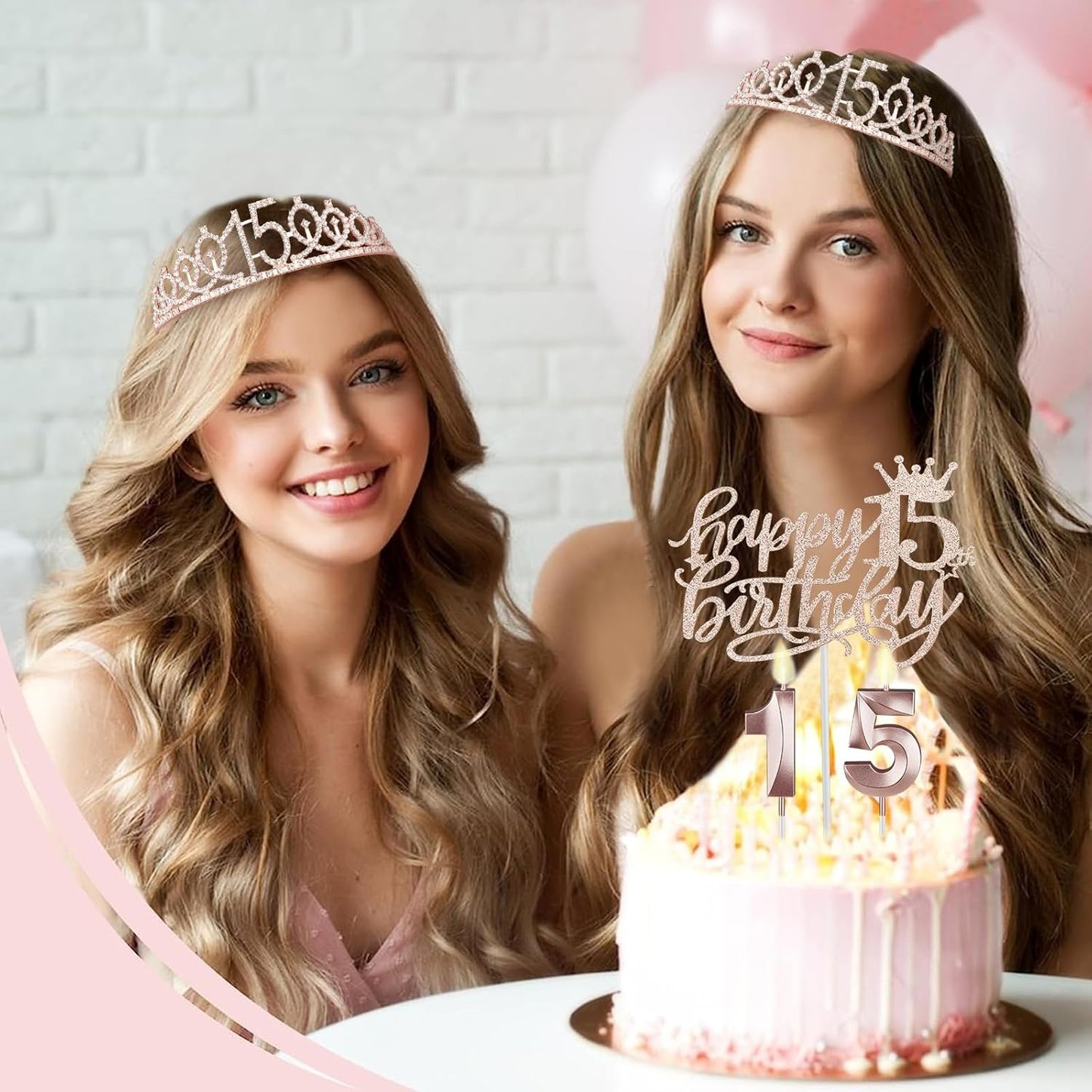 15th Birthday Decorations for Girls, Including Sash, Crown/Tiara, Candles, Cake Toppers. 15th Birthday Gifts for Girls