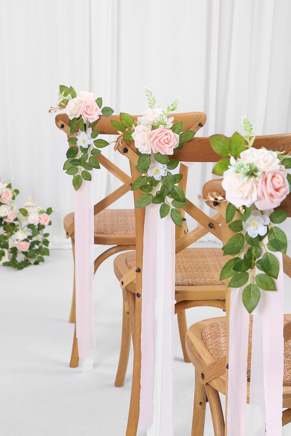 10 Wedding Aisle Decorations for Wedding Ceremony Pink Wedding Chair Decorations Flowers for Wedding Aisle Decor Church Pew Decorations