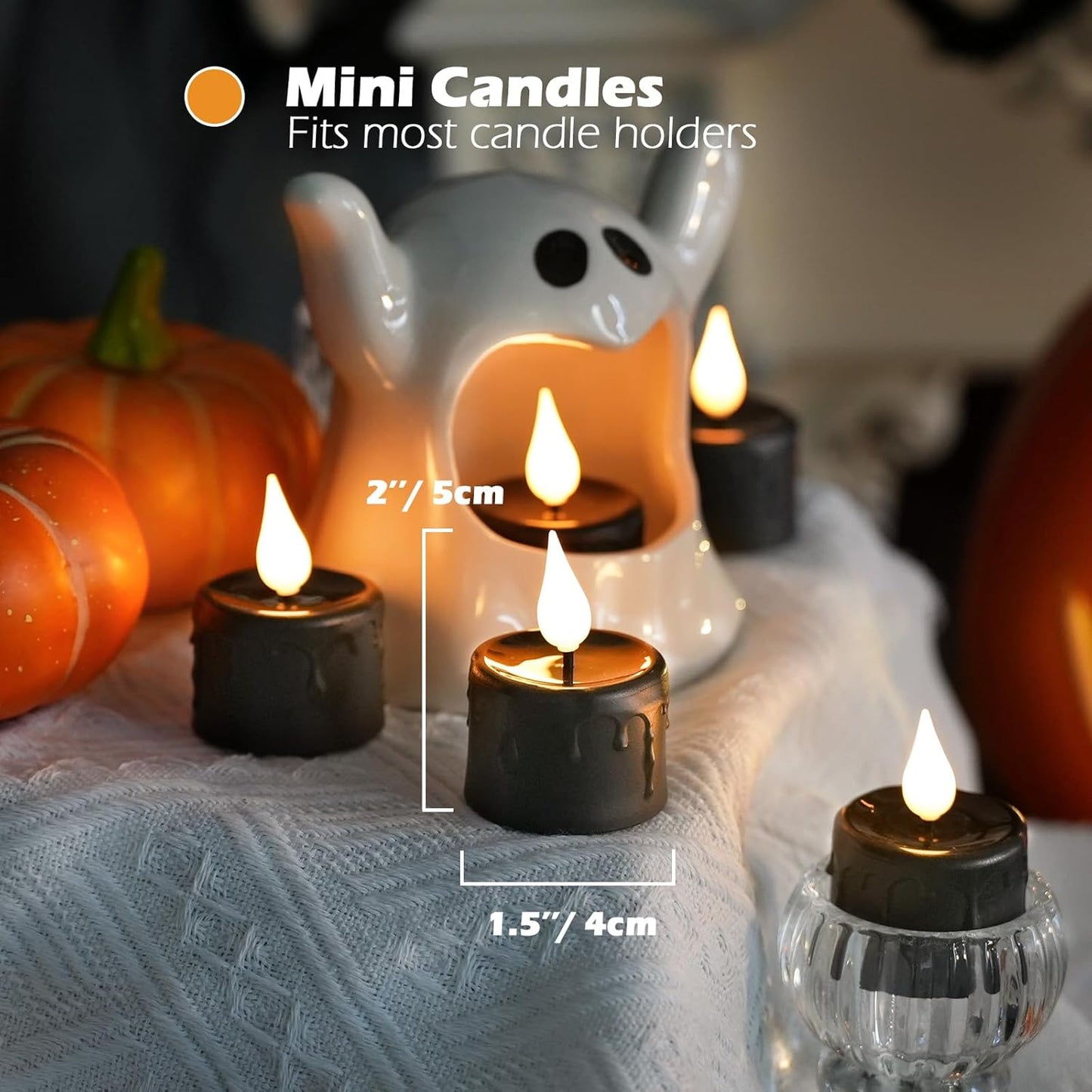 FREEPOWER Black Tea Lights Candles (NO Remote),Rechargeable Flameless Candles with 6 Hour Timer,LED Tealight Candles,Flameless Tealights Flickering Realistic for Halloween Decorations,Set of 6