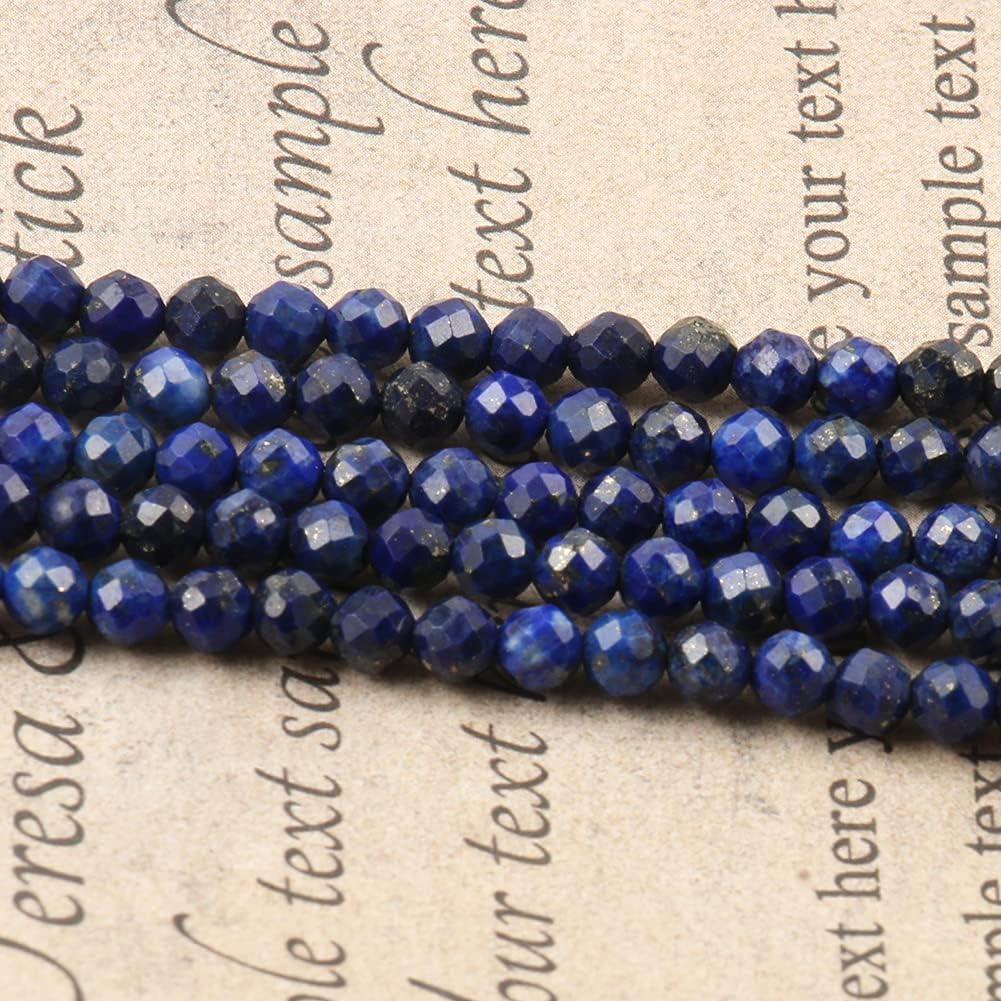 Song Xi 90pcs 4mm Natural Dark Lapis Lazuli Gemstone Beads Faceted Round Loose Stone Beads for Jewelry Making