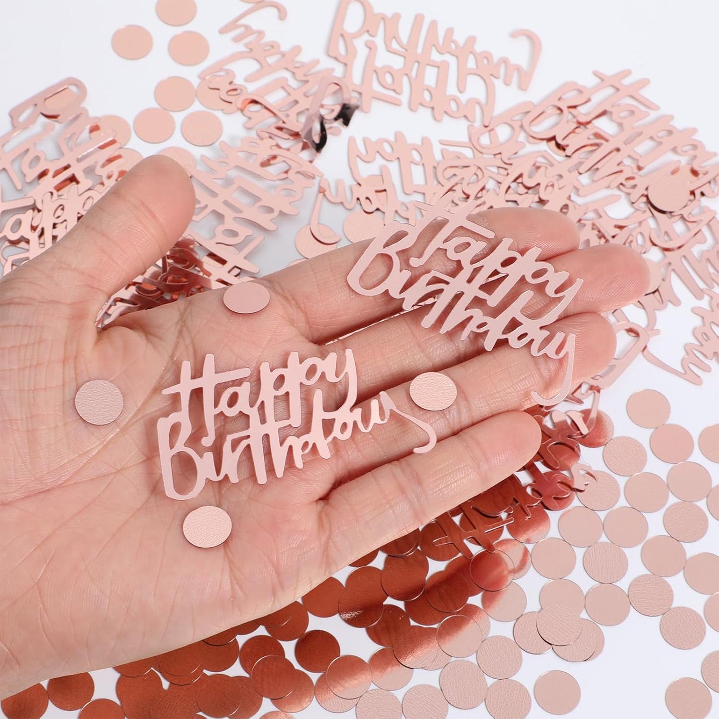300pcs Rose Gold Happy Birthday Confetti for Table and Disc Glitter Confetti for Birthday Table Decor