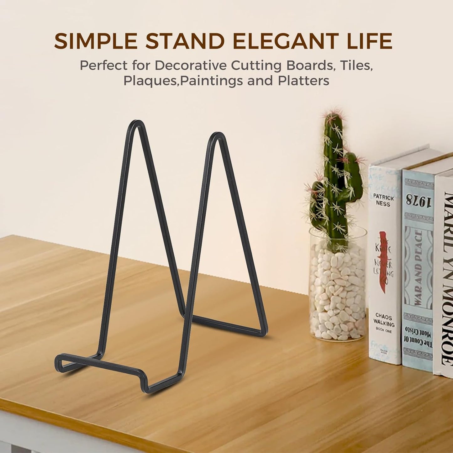 Plate Holder Easel Display Stand - 8 inch Metal Plate Stands for Display - Tabletop Picture Stand - Black Iron Easels for Display Pictures | Photo Frames | Book | Decorative Plates | Plaque - 2 Pack
