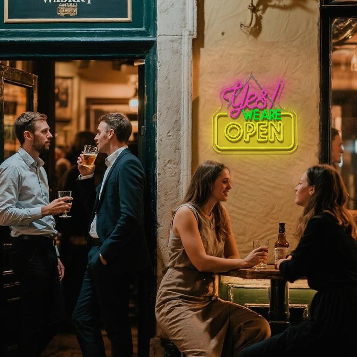 Ineonlife Open Neon Sign Light Up for Wall Decor Yes We Are Open Led Sign for business Acrylic Decoration for bar coffee shop restaurant cafe club party man cave Decorations 13.58x11.81 inch USB POWER