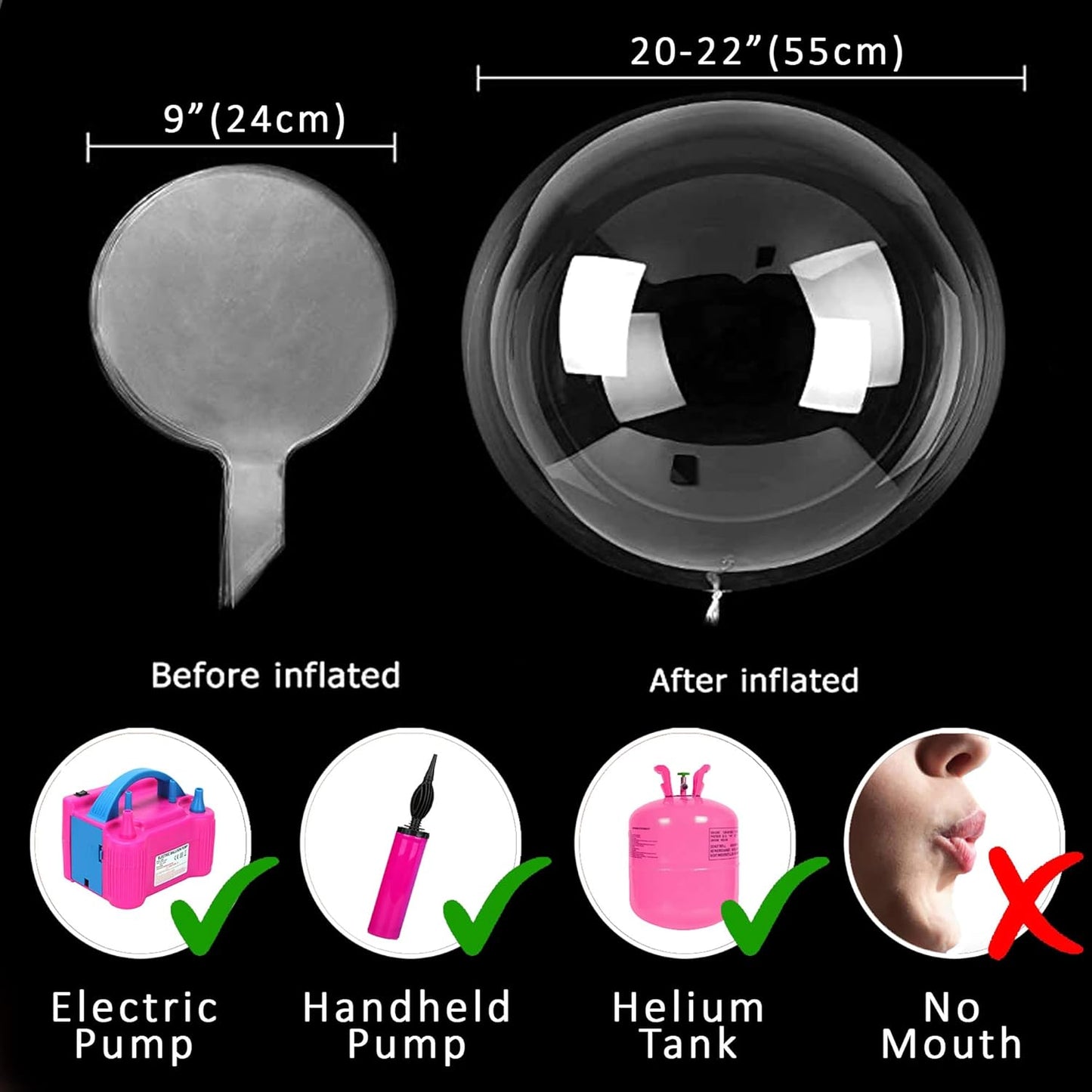 Lightsfever LED Light up Party Balloons with Batteries, 22 inch warm white Big Size Clear Bobo Balloons for Helium or Air, thanks giving party balloons(12 pack warm white)