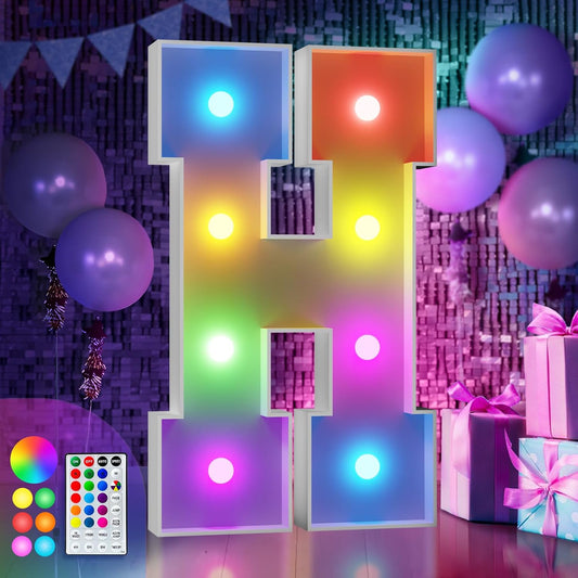 imprsv 3FT Colorful Marquee Light Up Letters G, 18 Colors Large Light up Letters Alphabet Sign with Remote, Big Marry Me Sign, Birthday Party Decorations Baby Shower Anniversary Wedding Decoration