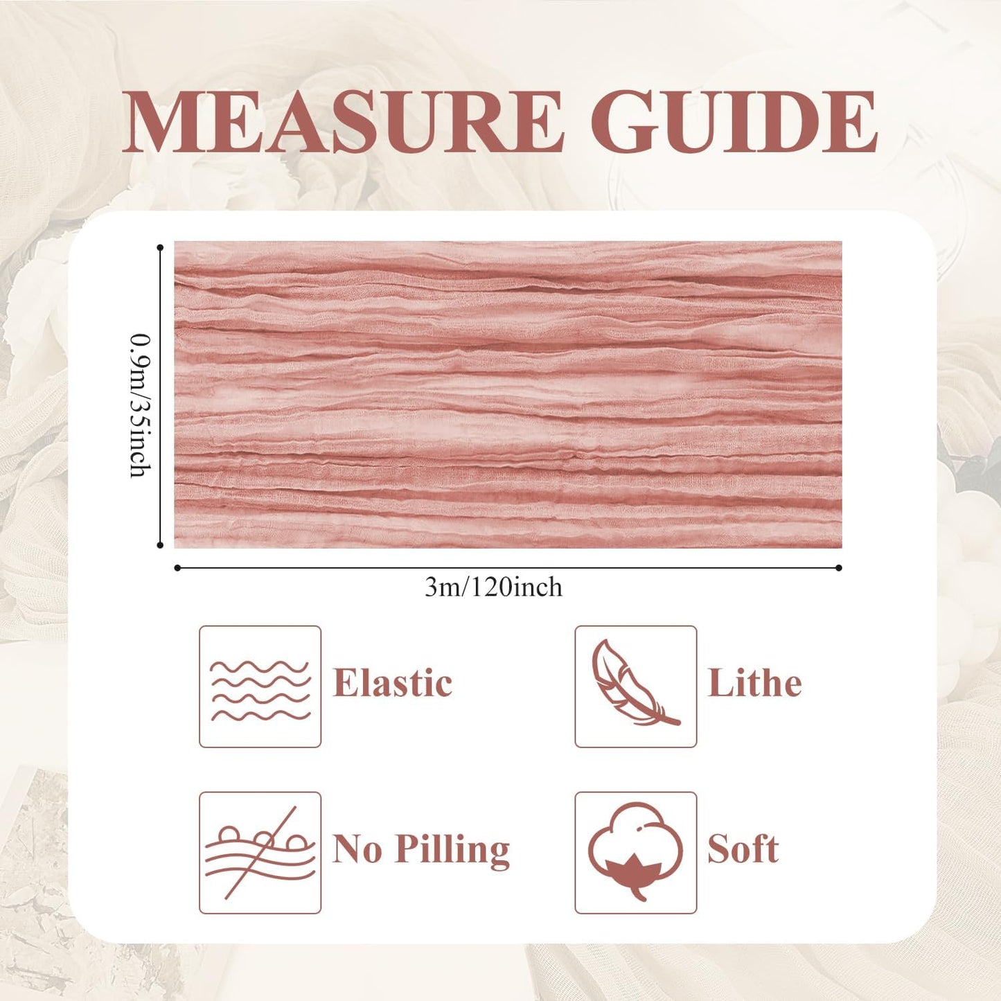 Asee'm 4pcs Cheesecloth Table Runner 120 Inches Dark Rose Boho Gauze Cheese Cloth Runner 10FT Rustic Sheer Table Runners for Summer Wedding Baby Shower Holiday Party Decoration